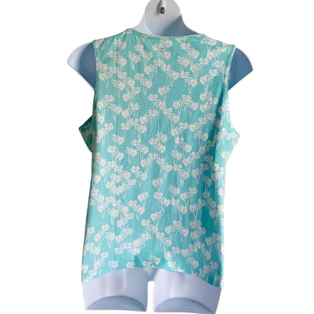 Coral Bay Sleeveless Every Day Tank Blue White Palm Trees Women's Size XL NEW - Picture 7 of 7